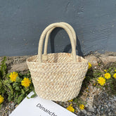 Sac de paille frais portable mignon petit embrayage coréen petit panier